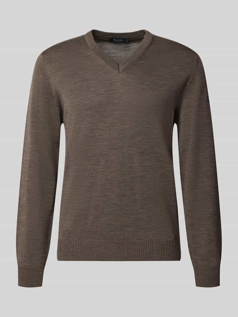 Maerz muenchen Regular fit gebreide pullover van zuivere scheerwol met v-hals