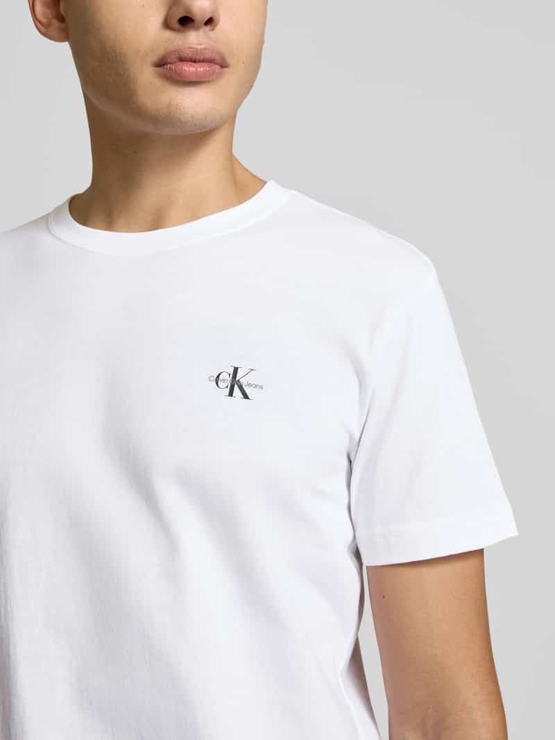 Calvin Klein Jeans T-shirt met labelprint in een set van 2 stuks