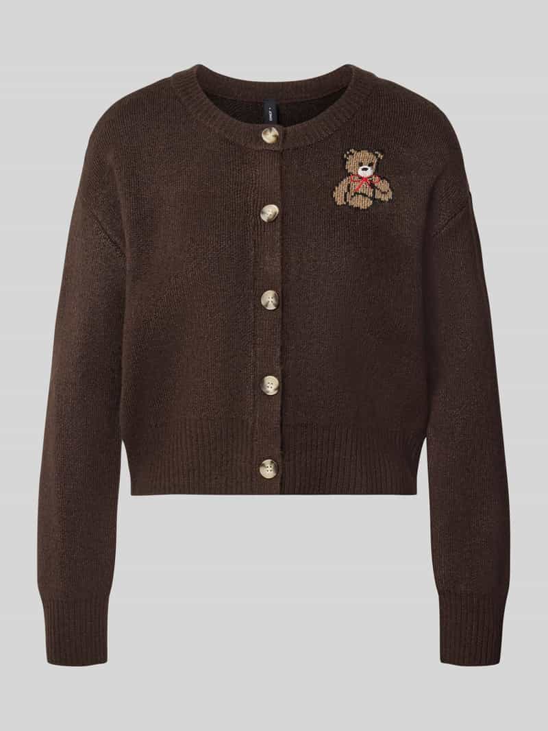 relaxed fit gebreid jack met borduursel model 'TEDDY'