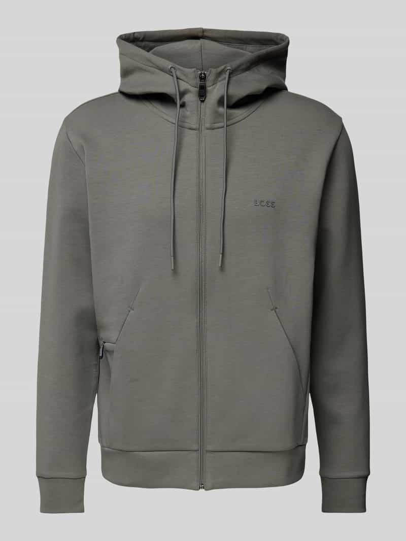BOSS Green Sweatjack met labelprint model 'Saggy'