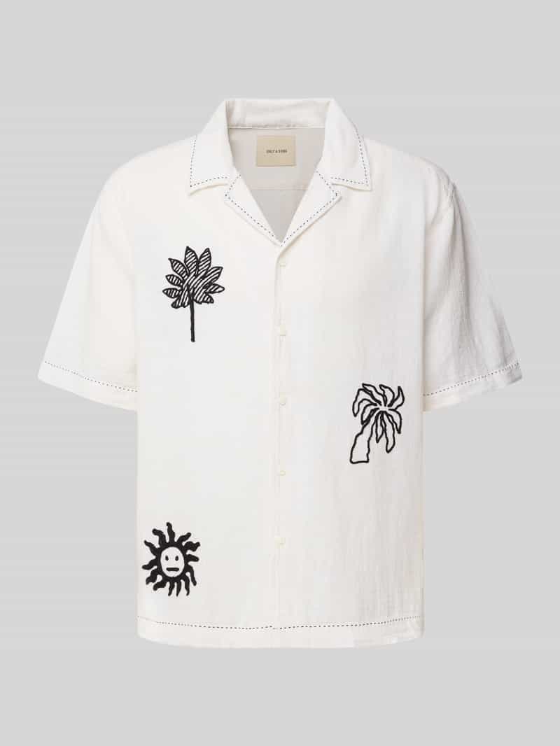 Only & Sons Regular fit linnen overhemd met motiefstitching model 'CAIDENLY'