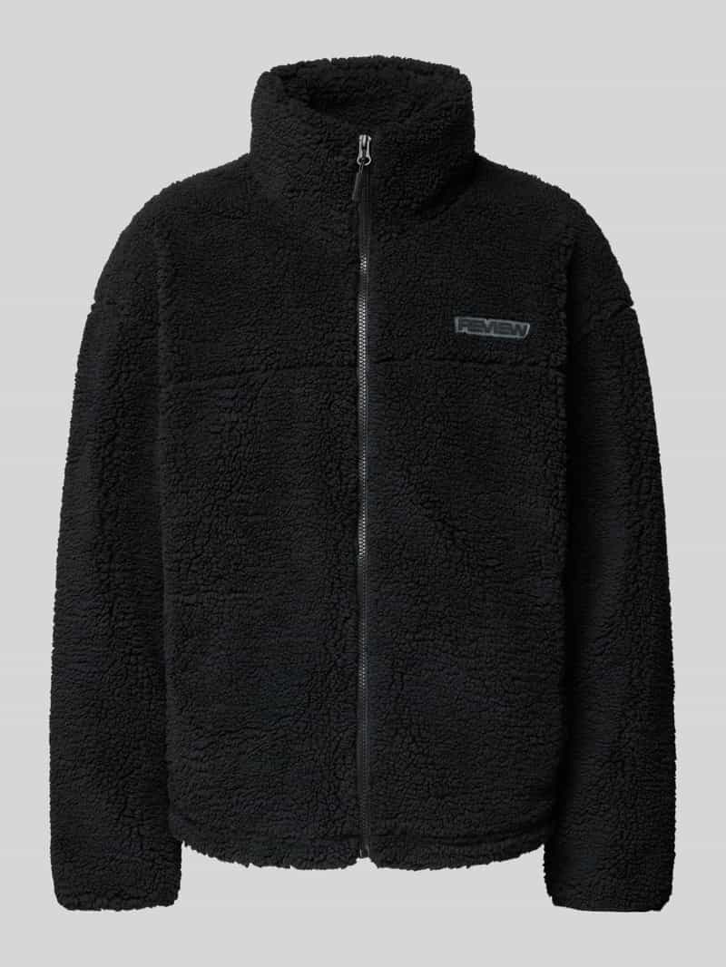 REVIEW Fleecejack met opstaande kraag en labeldetail