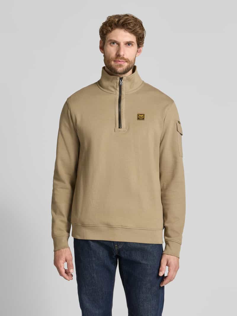 PME Legend Regular fit sweatshirt katoenmix met schipperskraag zand, foto 3