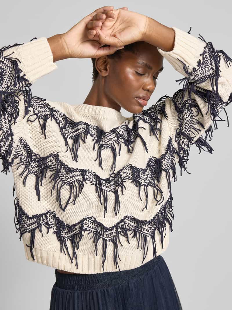 Oui Gebreide pullover met applicaties