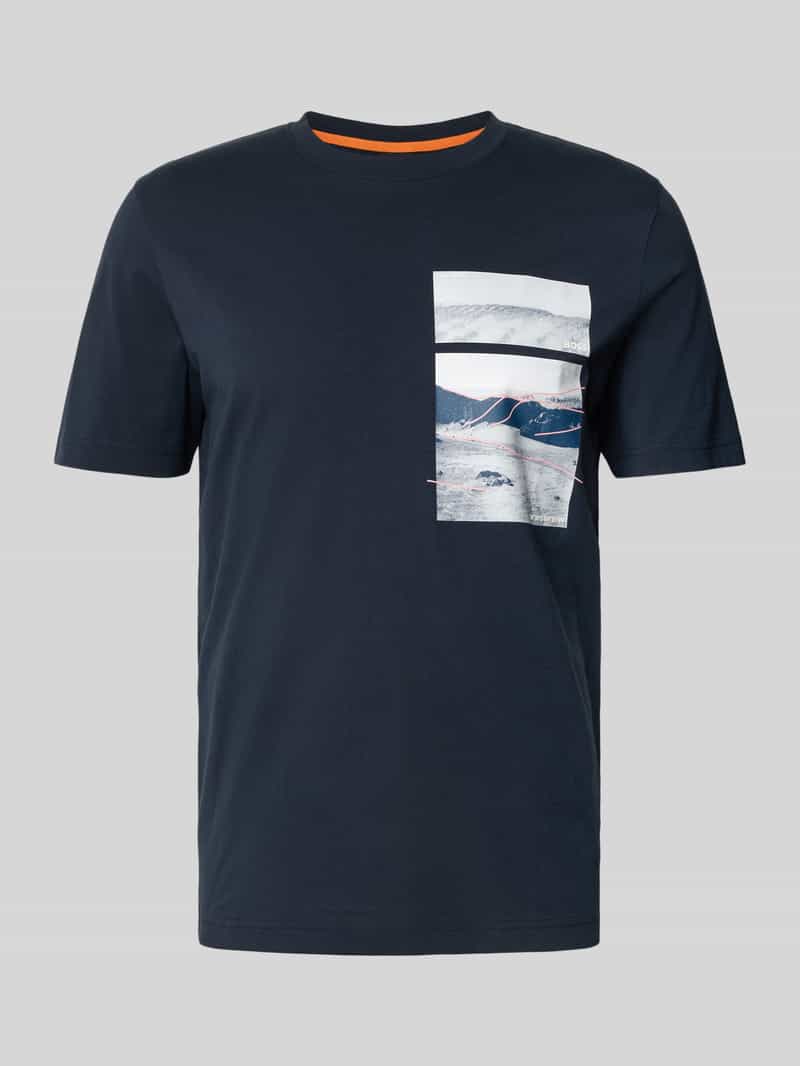Boss Orange T-shirt met motief- en labelprint model 'Dune'