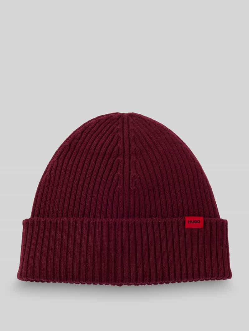 HUGO Beanie van zuivere geribde scheerwol model 'XOLA'
