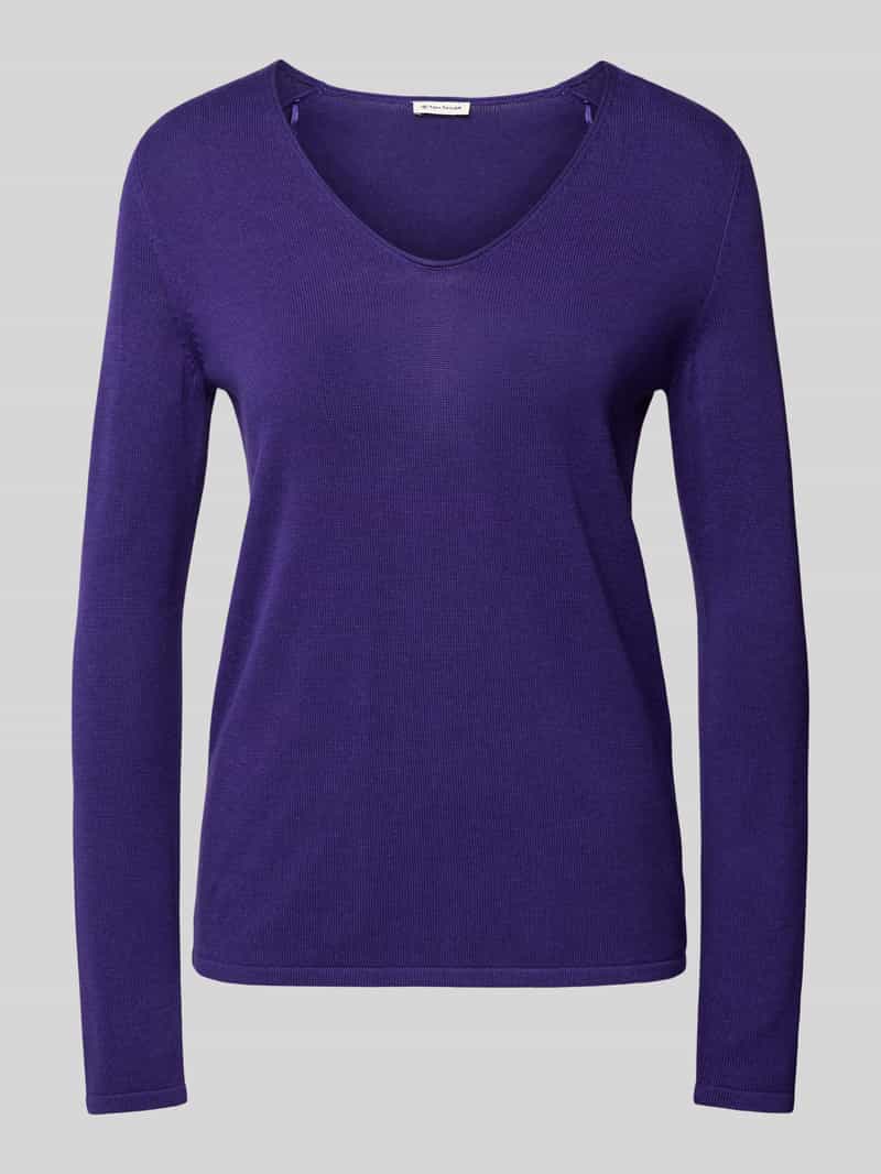 Tom Tailor Regular fit gebreide pullover van katoenmix met V-hals