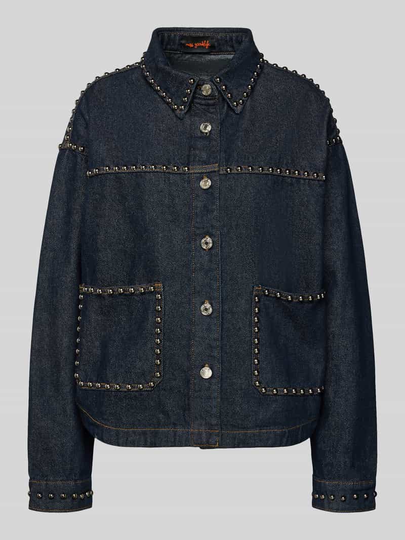 miss goodlife Relaxed fit jeansblouse met opgestikte zakken model 'Studs'