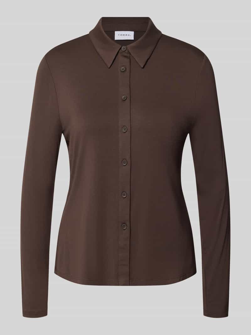 Comma slim fit blouse van mix van viscose en elastaan