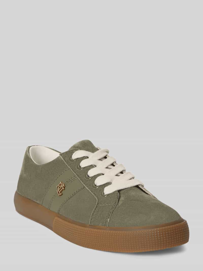 Sneakers van echt suède met logodetail