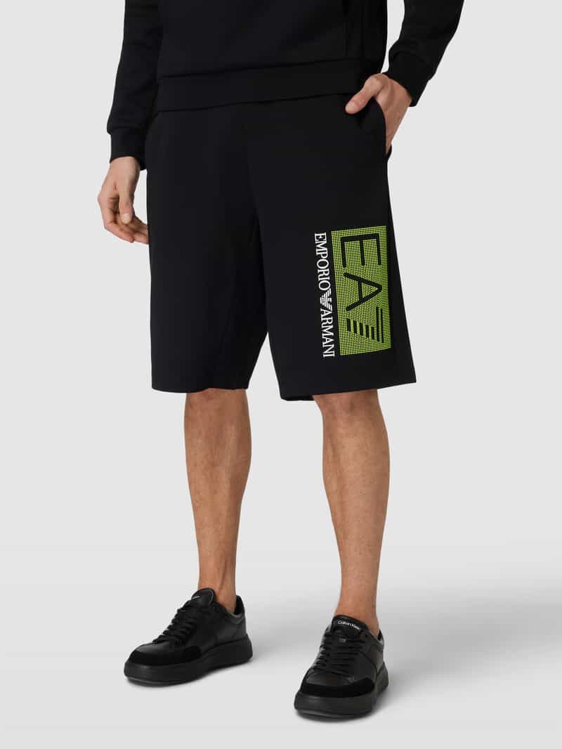 Sweatshorts met labelprint EA7 Emporio Armani