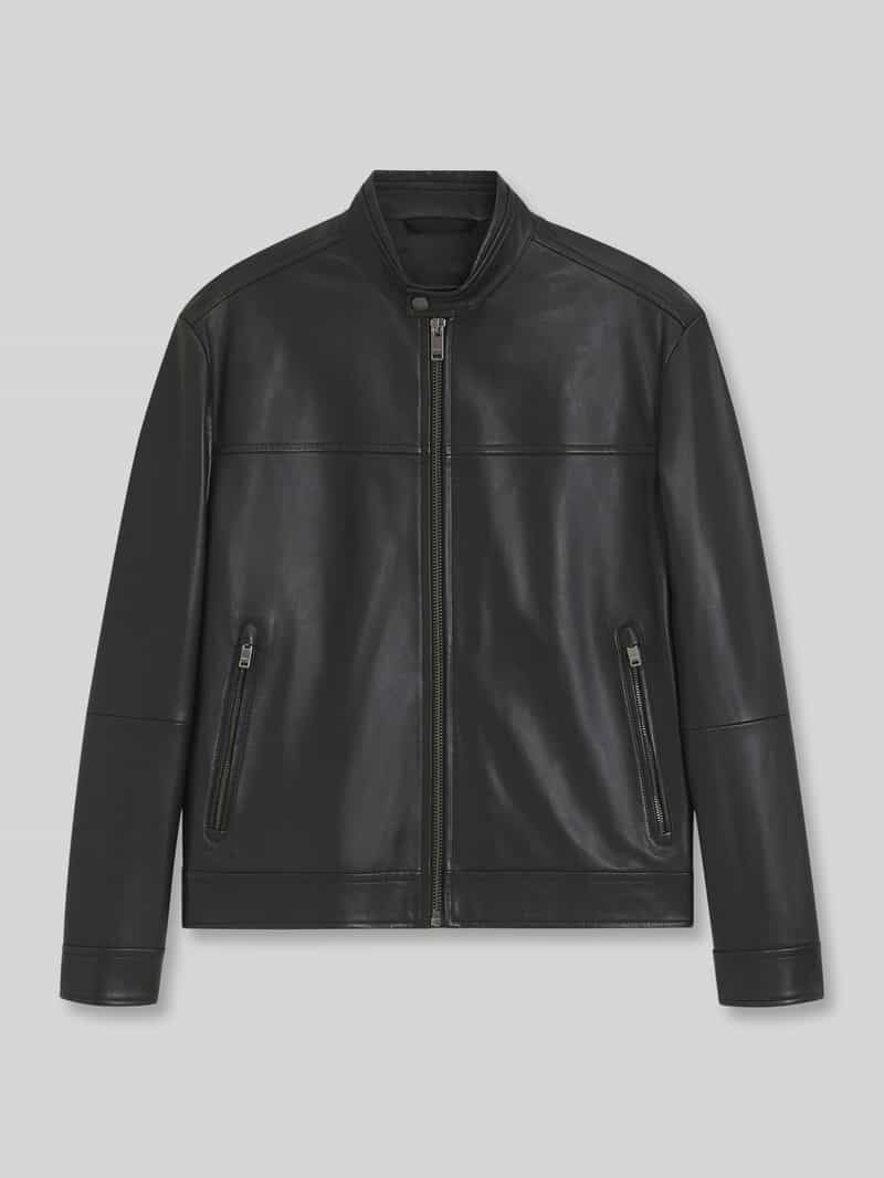 Leren jacks model 'Joslay' met opstaande kraag