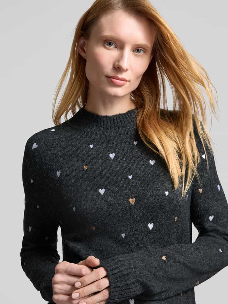 Tom Tailor Denim Regular fit gebreide jurk met geborduurde hartjes