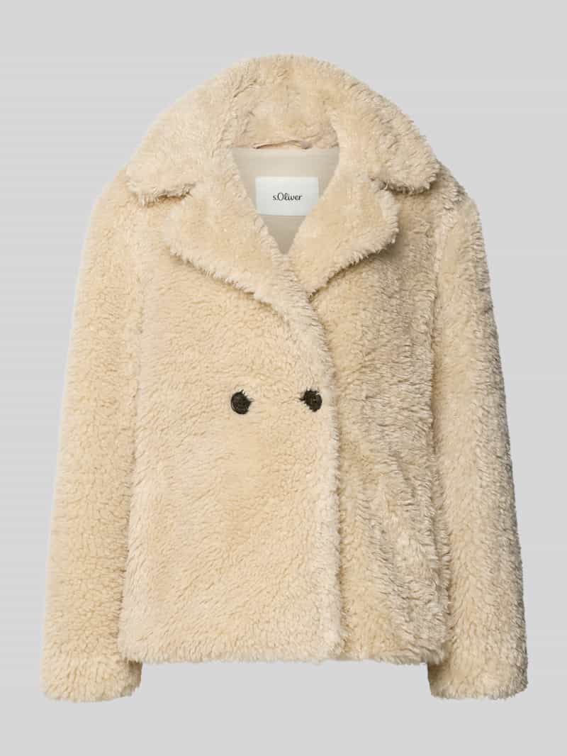 s.Oliver RED LABEL Relaxed fit jack van teddybont met reverskraag