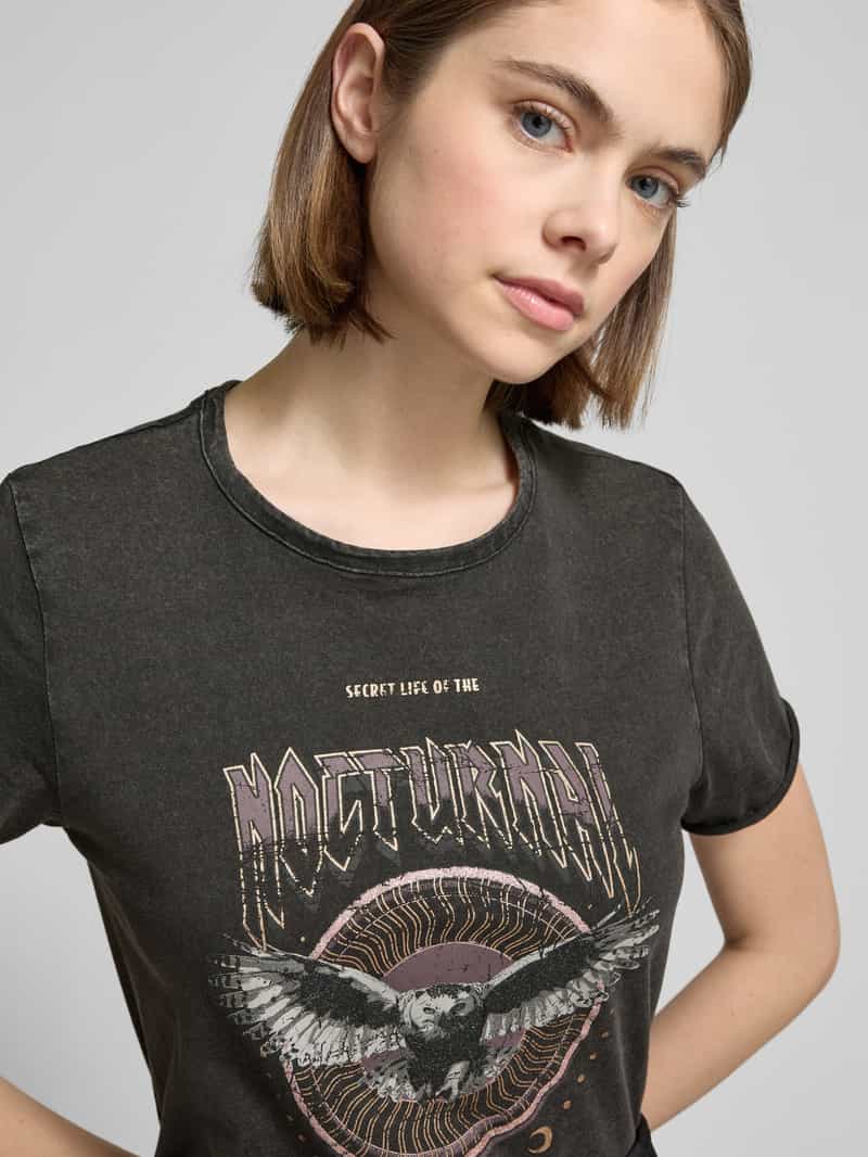Only Regular fit T-shirt van zuivere katoen met motiefprint model 'LUCY LIFE'