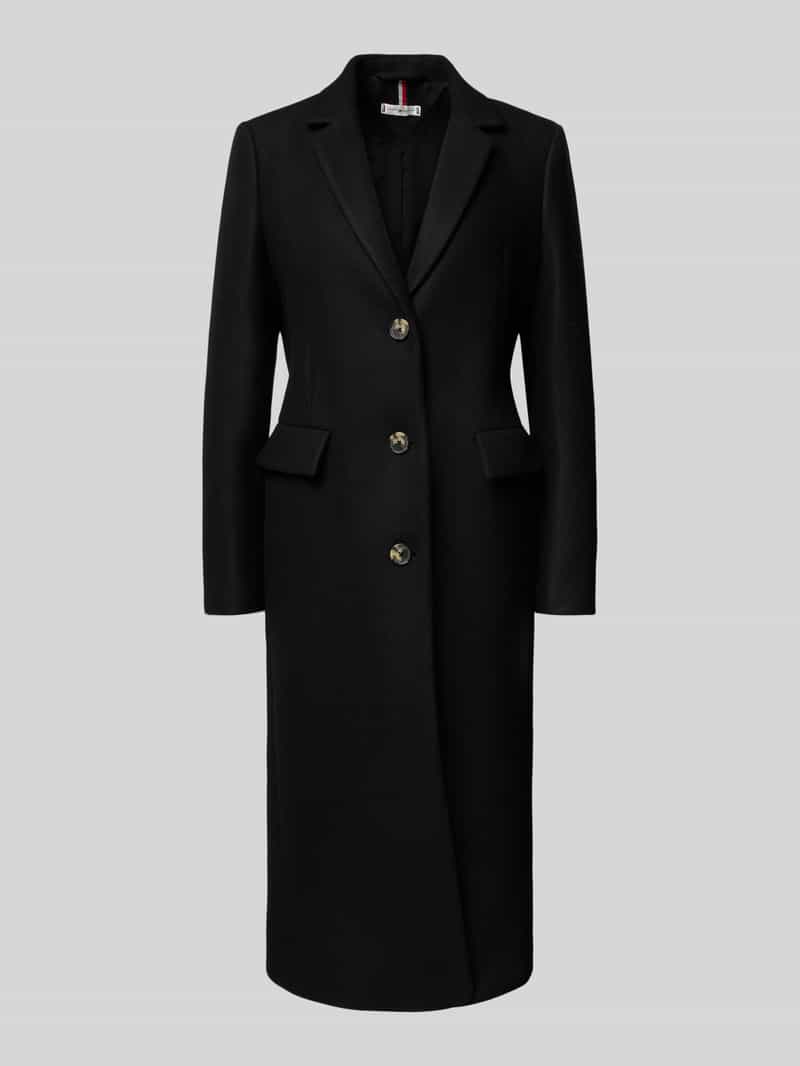 Tommy Hilfiger Regular fit lange wollen jas met kasjmier
