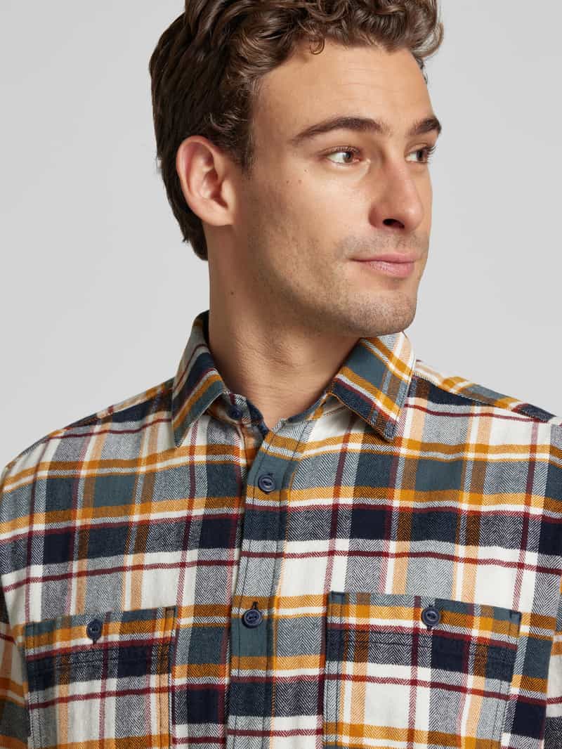 Tom Tailor Regular fit flanellen overhemd van puur katoen met ruitmotief