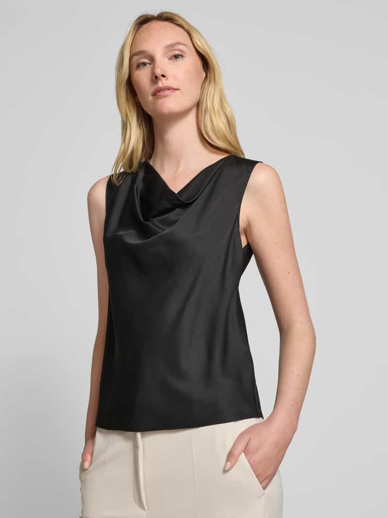 Boss Regular fit zijden blousetop met cascadehals