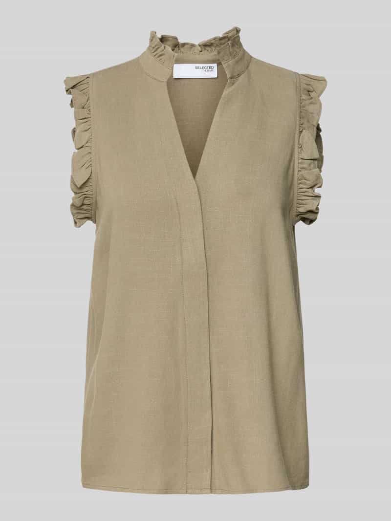 Selected Femme Blousetop van een mix van viscose en linnen model 'VIVA'