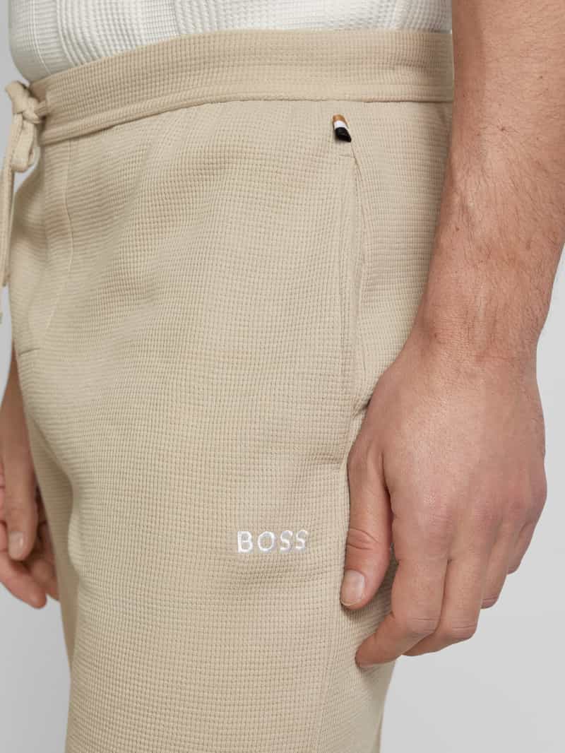 Boss Korte regular fit broek met structuurmotief
