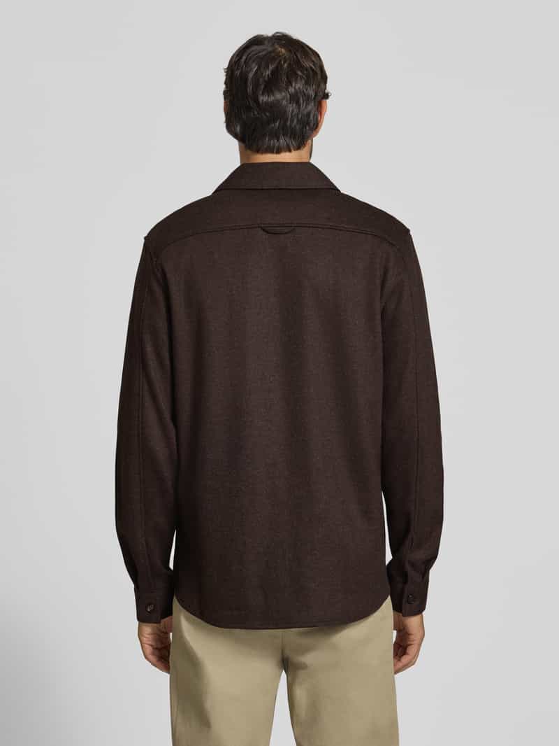Profuomo Regular fit overhemdjack met kentkraag en borstzakken donkerbruin, foto 4