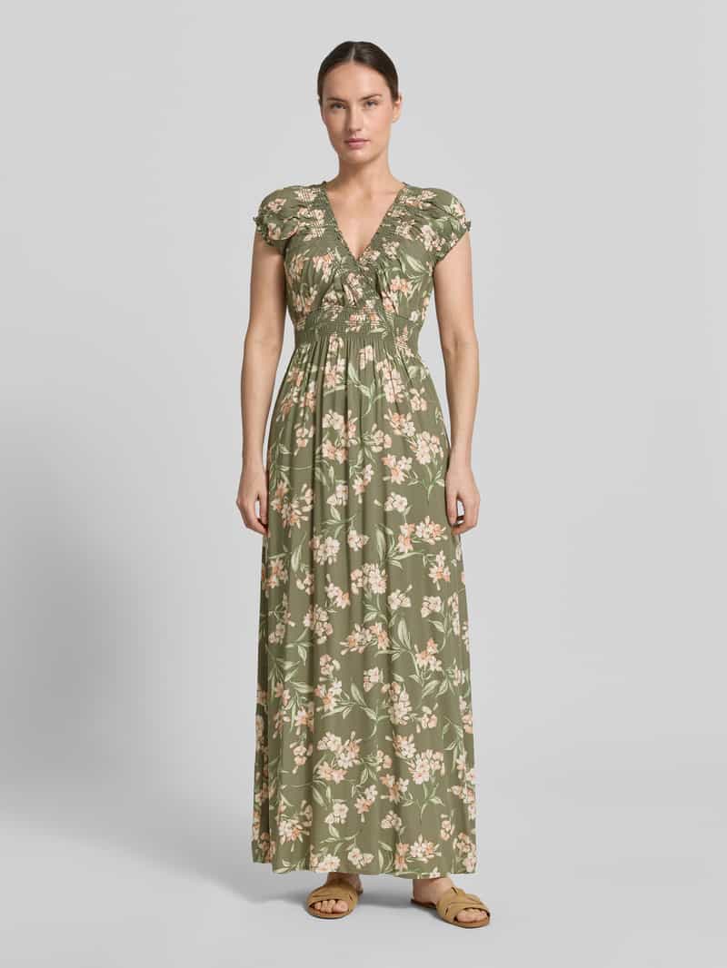 Apricot maxi-jurk van viscose met V-hals groen, foto 3
