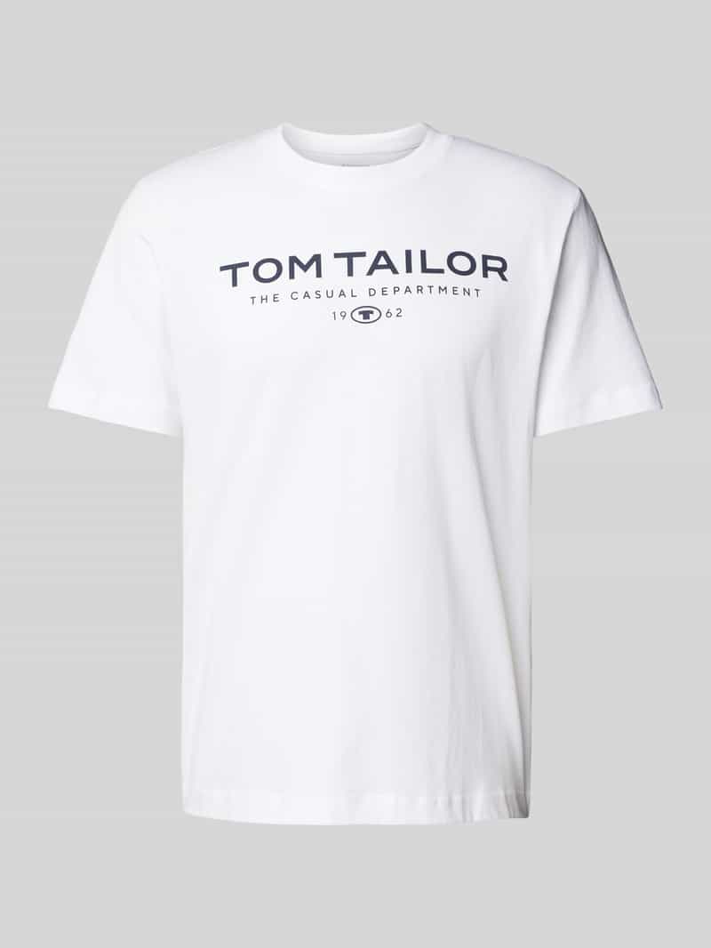 Tom Tailor Regular fit T-shirt van puur katoen met labelprint