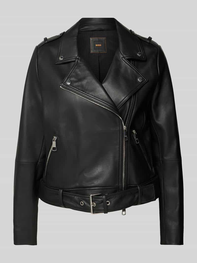 Boss Orange Leren jack met ritszakken model 'Sameli'