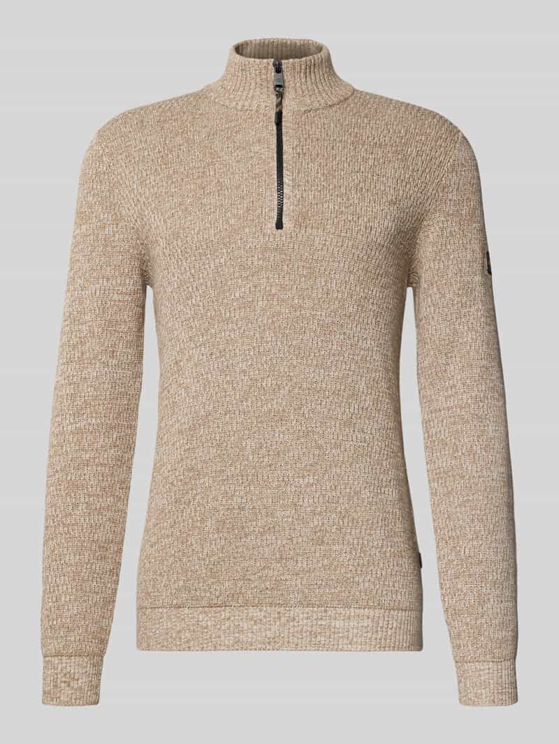 camel active Slim fit schipperstrui met ritssluiting model 'Mouline'