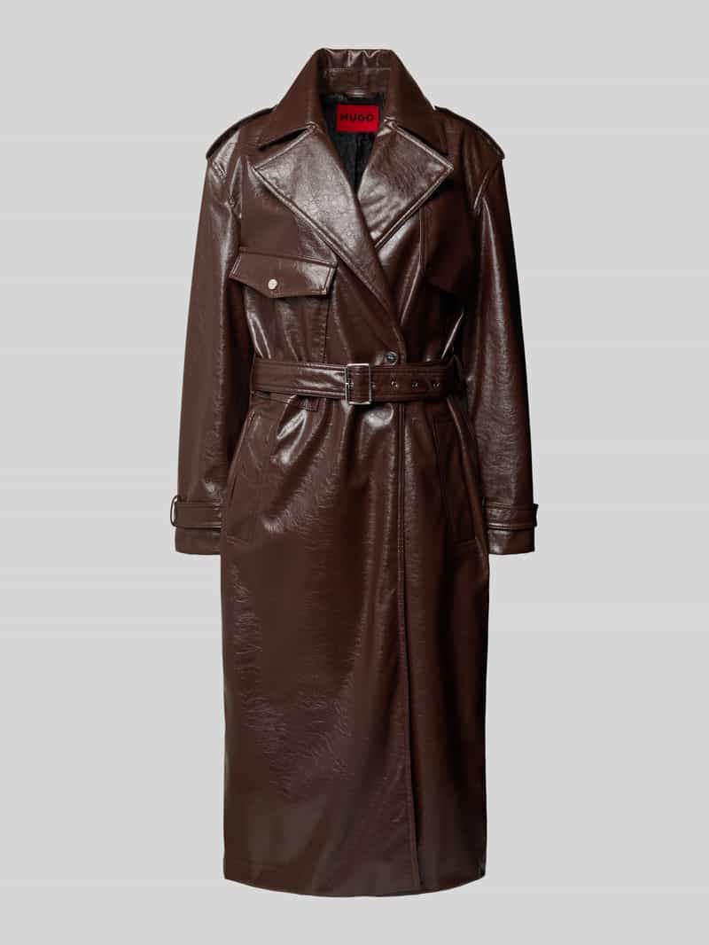 HUGO Regular fit trenchcoat met strikceintuur model 'MALITTE'