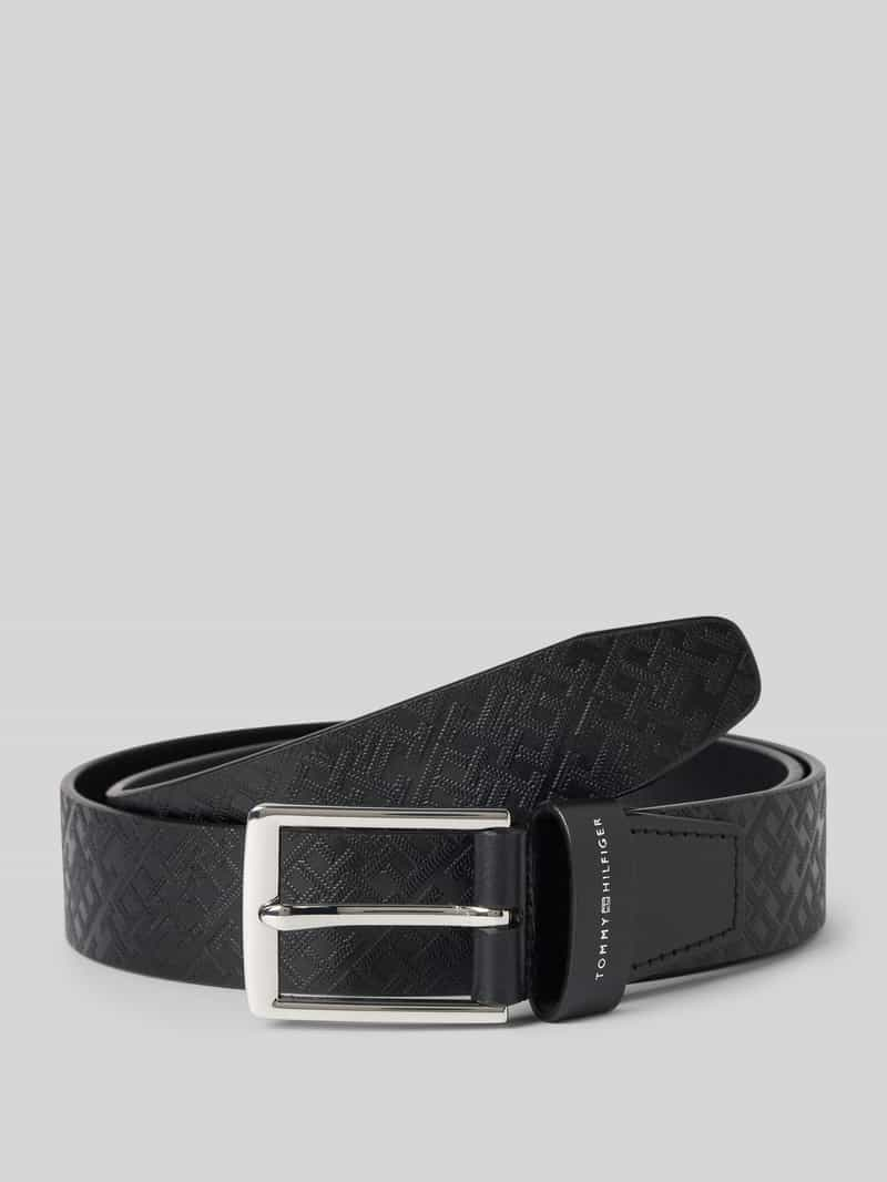 Tommy Hilfiger Leren riem met structuurmotief, model 'BUSINESS MONOGRAM'