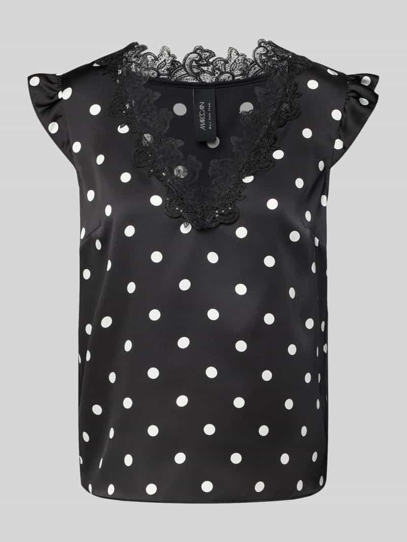 Marc Cain Blousetop met V-hals en kant