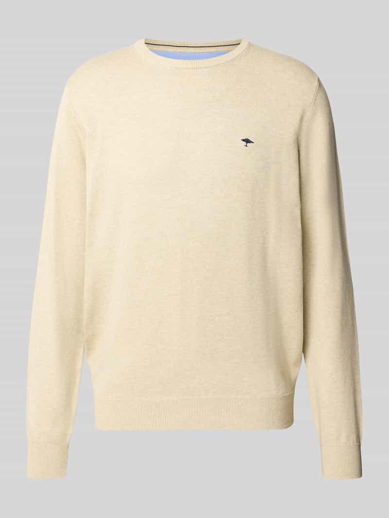 Fynch-Hatton Trui Solid Color Round Neck Superfine 3-Ply Cotton Clay / male