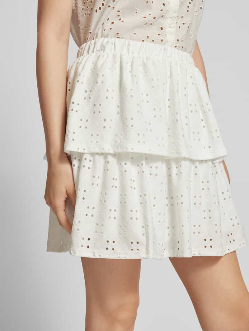 Pieces Minirok in laagjeslook in wit