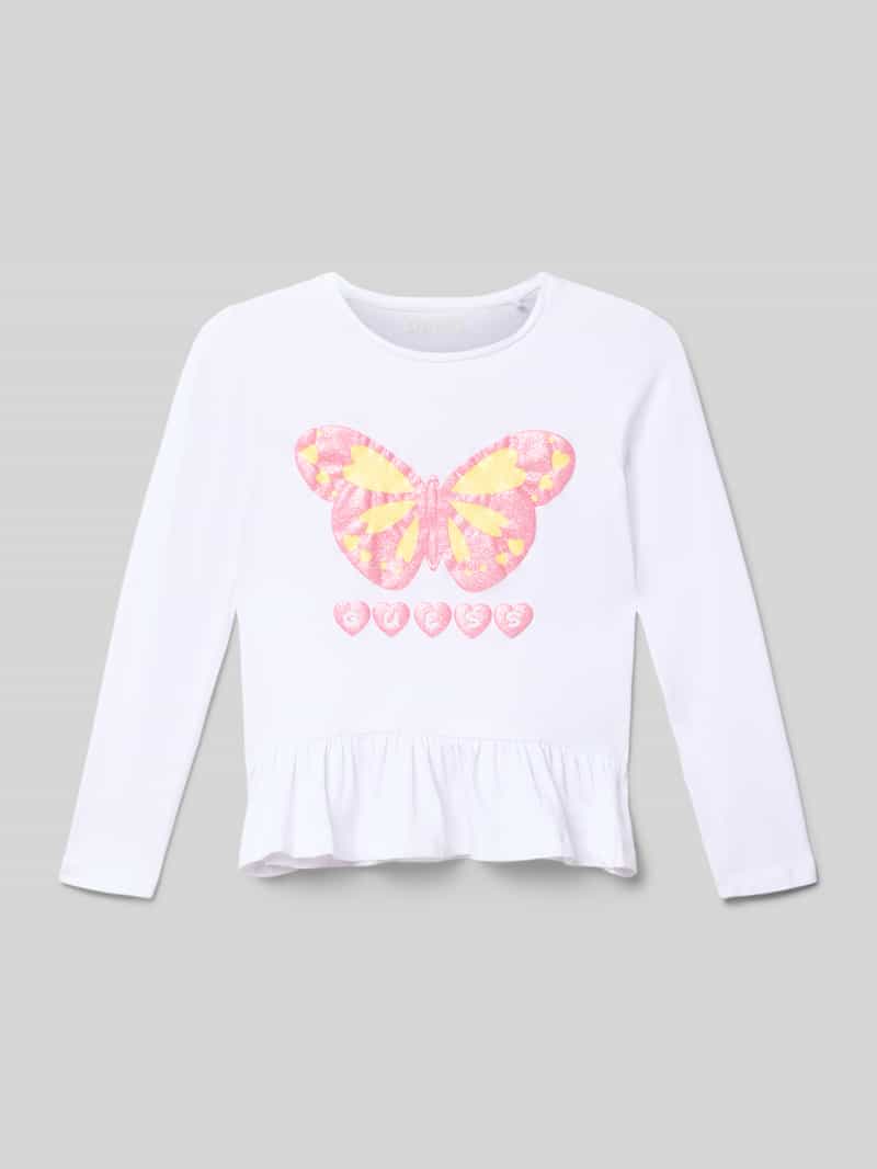 Guess Regular fit shirt met lange mouwen van katoenmix met logoprint