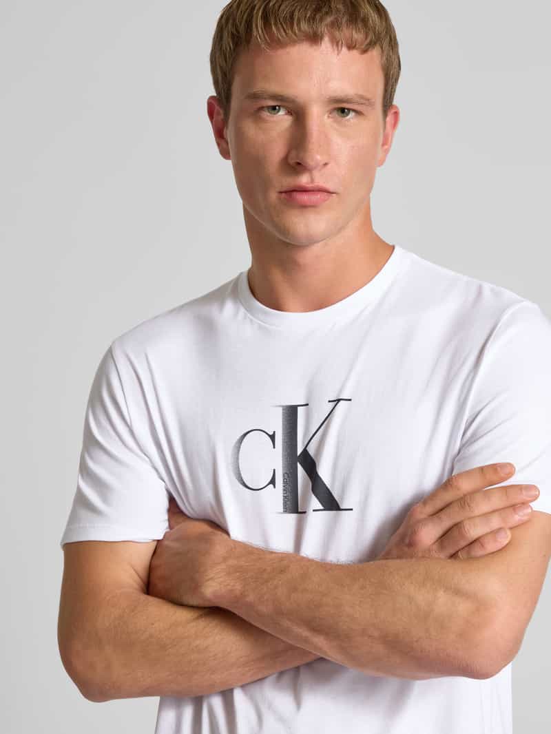 Calvin Klein Jeans Regular fit T-shirt van puur katoen met logoprint