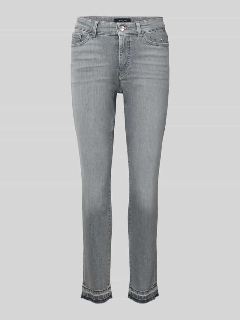 Marc Cain Slim fit jeans in used-look met siersteentjes