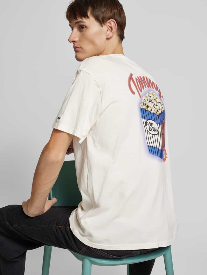 Tommy Jeans Relaxed fit T-shirt met logostitching model 'NOVELTY'
