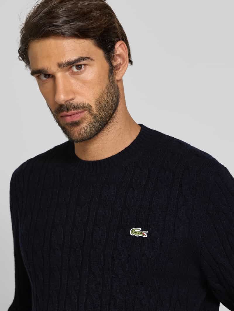 Lacoste Regular fit gebreide pullover van pure wol
