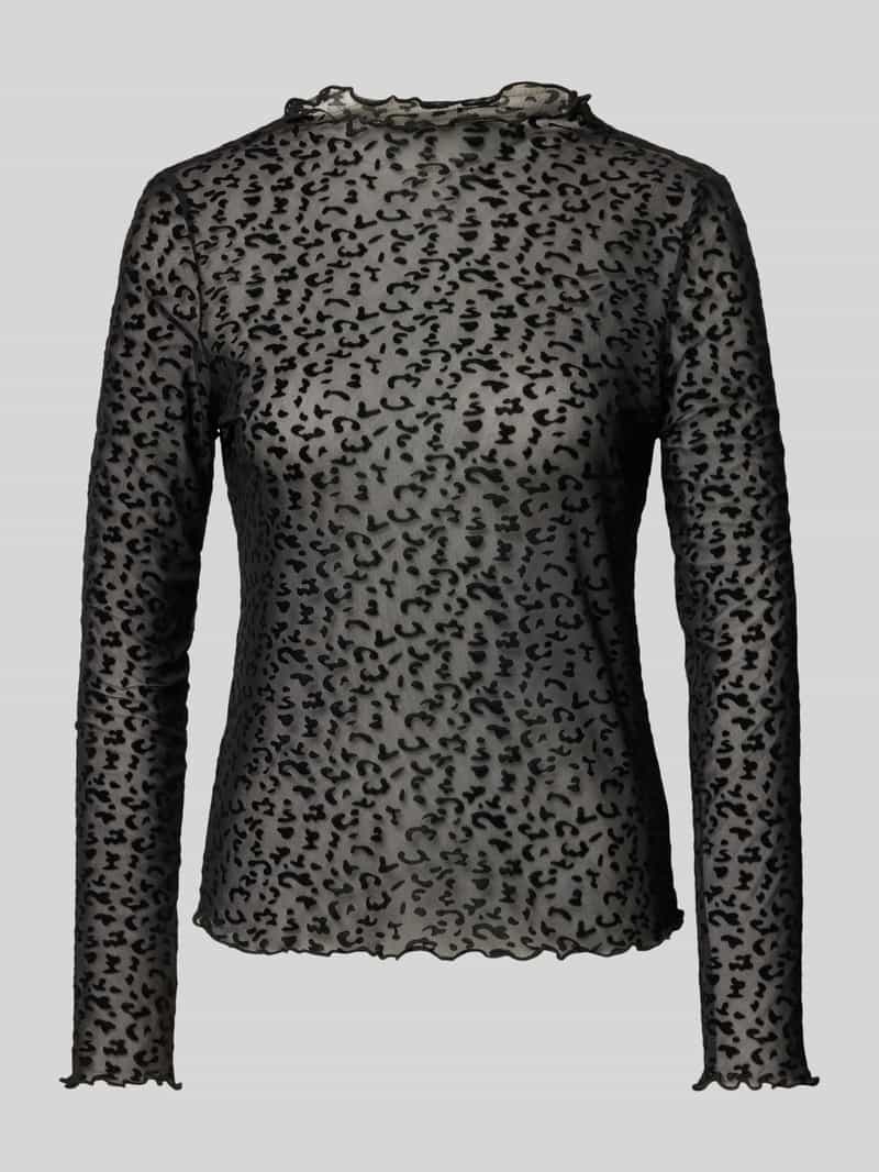 Only Regular fit shirt met lange mouwen met transparante mesh-look