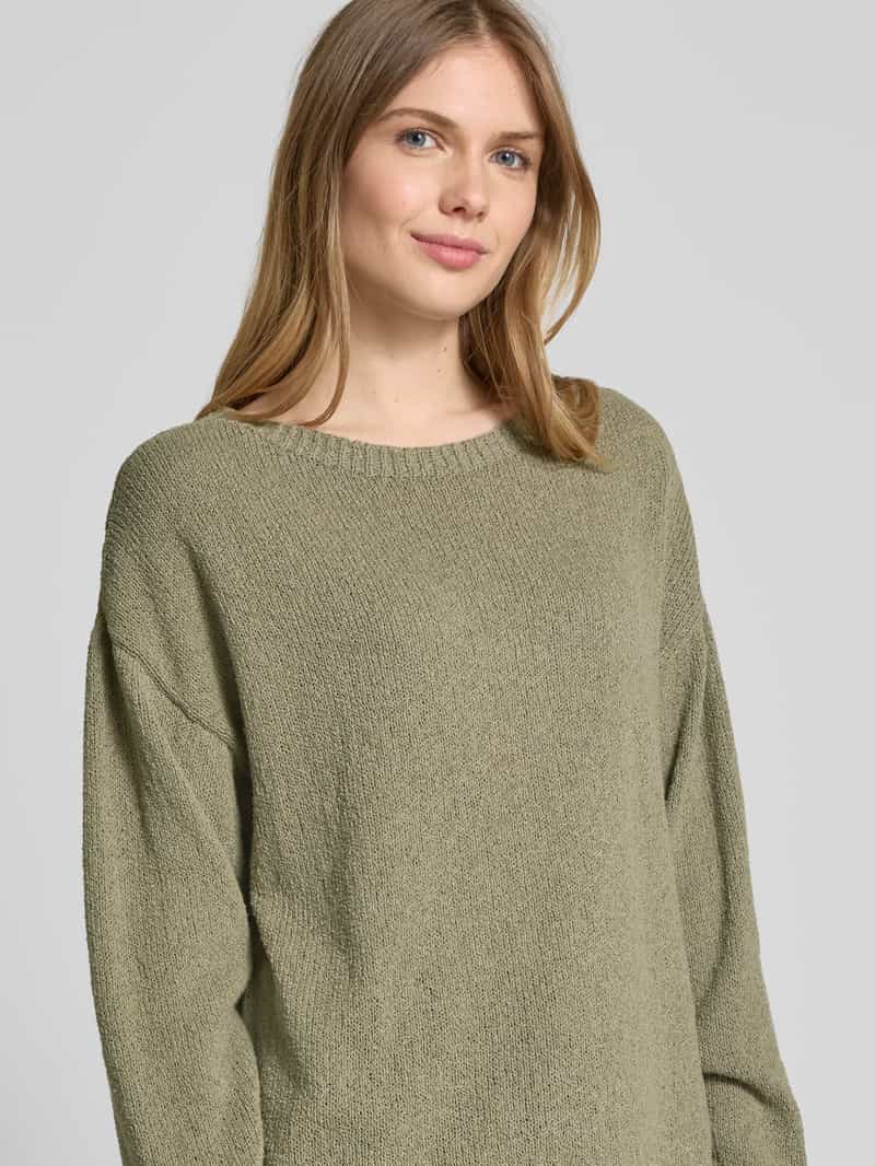 Jake*s Casual Oversized gebreide pullover met geribde boothals