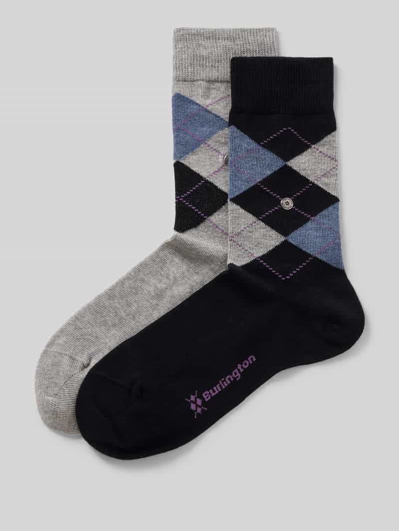 Burlington Sokken met argyle-stitching in een set van 2 paar