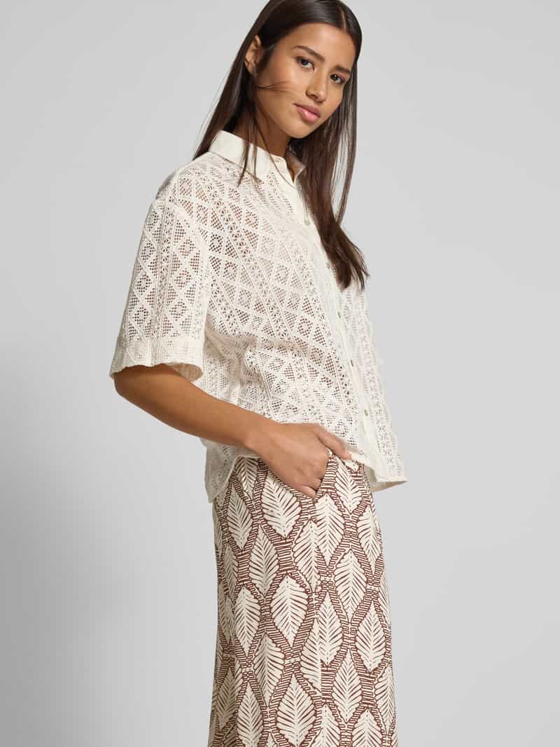 Jake*s Collection Wide leg stoffen broek met bandplooien