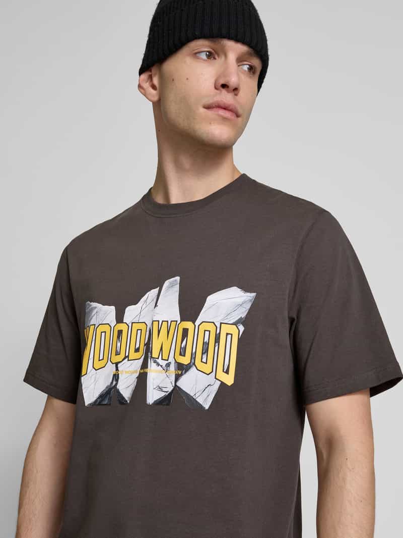 Wood Regular fit T-shirt met labelprint