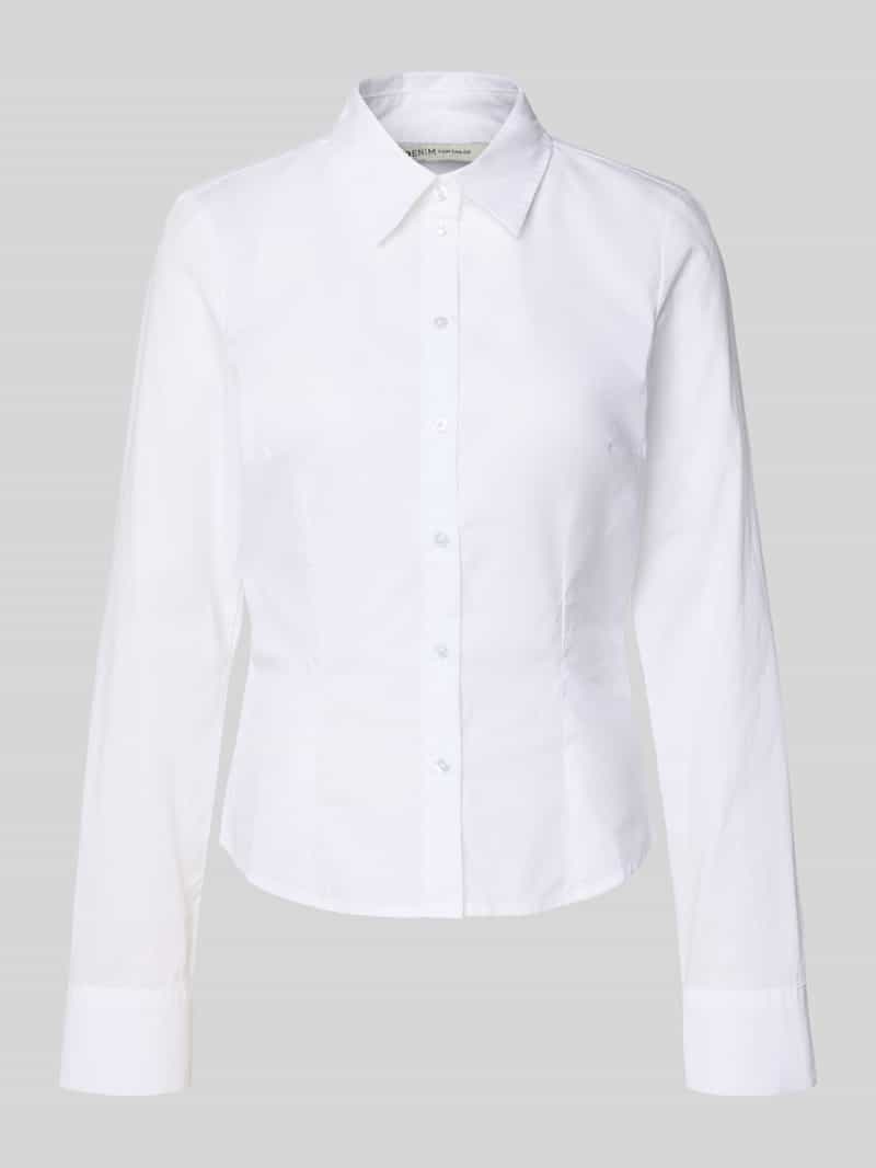 Tom Tailor Denim Smalle overhemdblouse van puur katoen