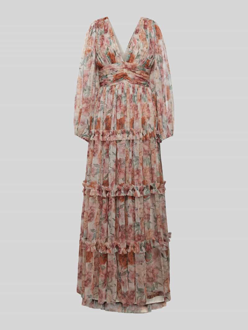 Lace & Beads Avondjurk met bloemenmotief