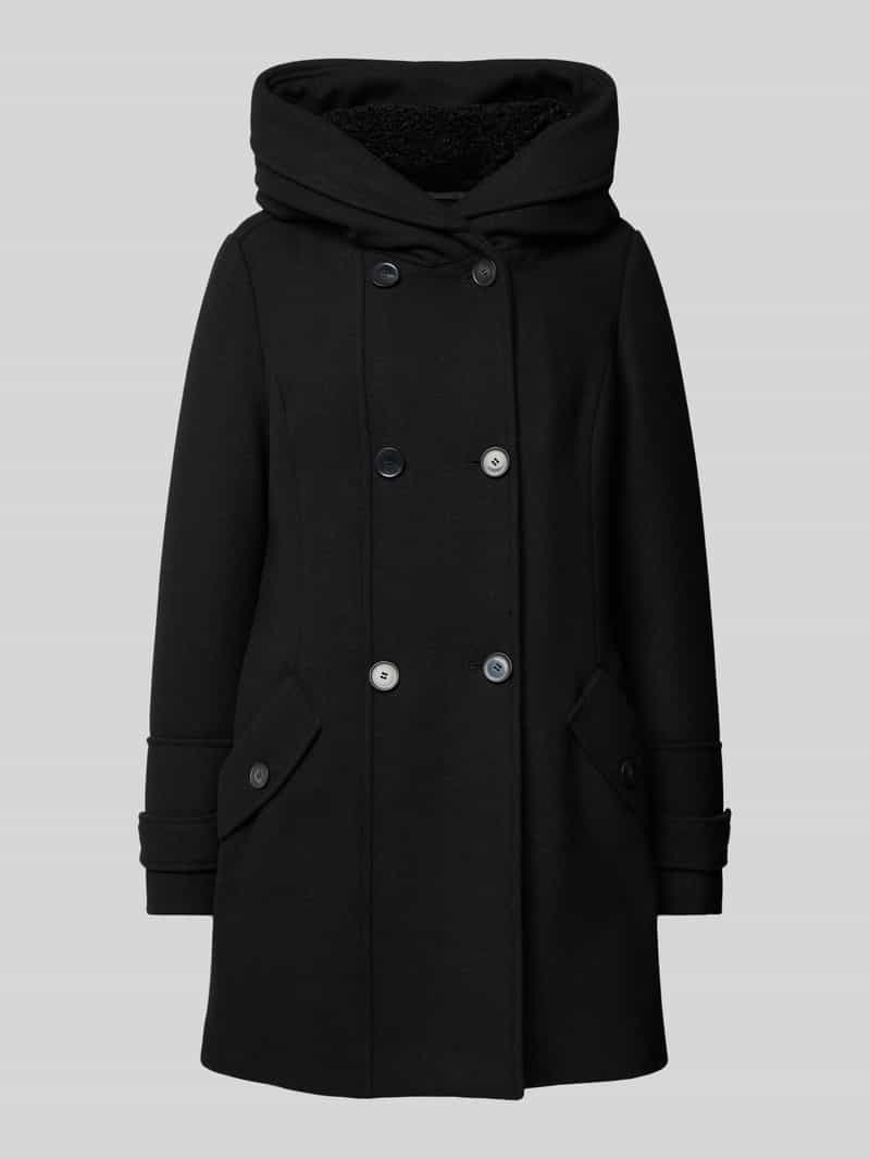 s.Oliver RED LABEL Regular fit lange wollen jas met capuchon en voering van teddybont