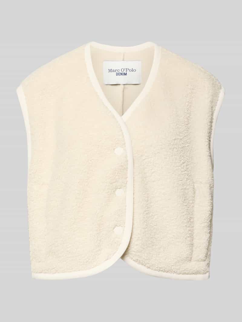 Marc O'Polo DENIM Boxy fit gilet van teddybont met drukknoopsluiting