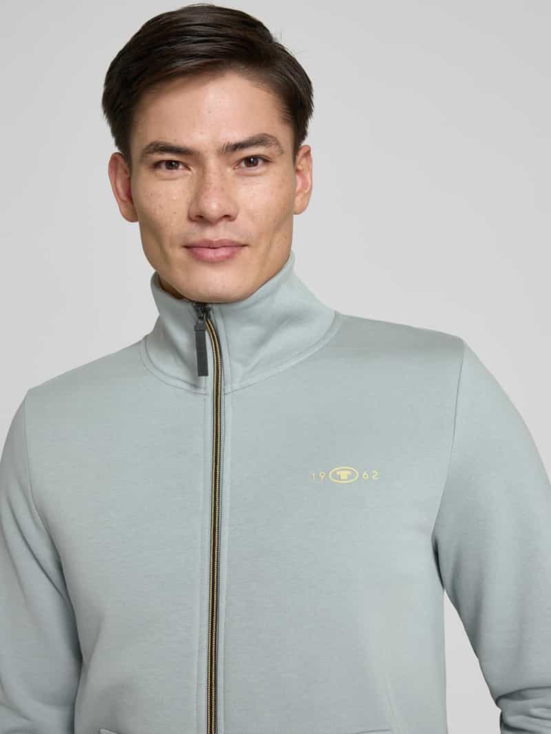 Tom Tailor Regular fit sweatjack met opstaande kraag en rubberen logoprint