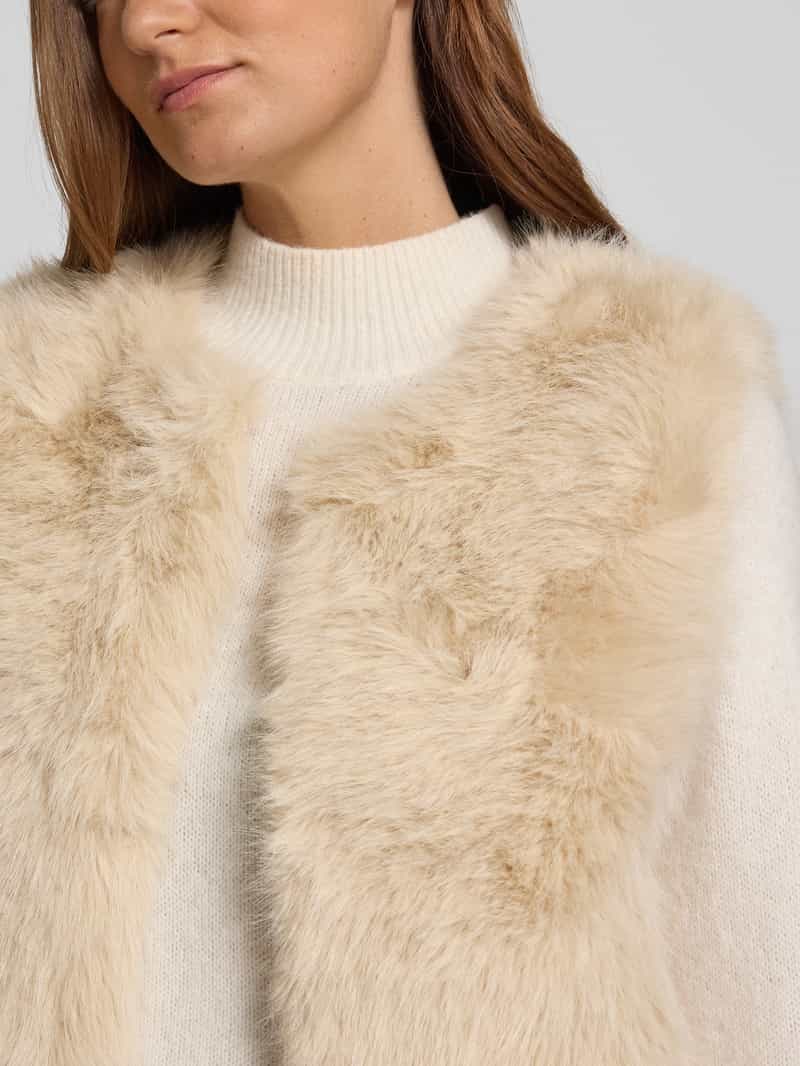 Apricot Kort gilet van imitatiebont met ronde hals